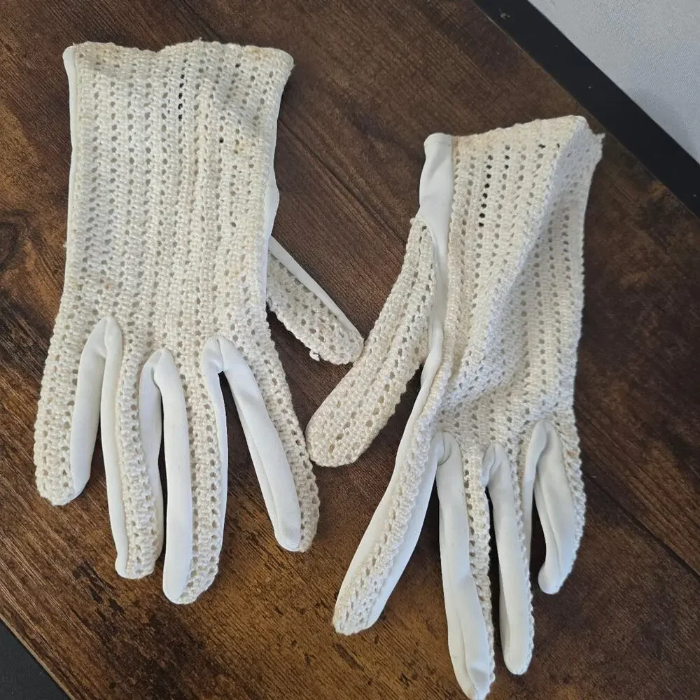 Vintage half lace and half lined gloves. Small spot on glove